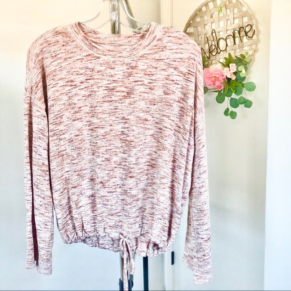 aerie Tops - aerie Red and Orange Soft Cinched Tie Waist Top